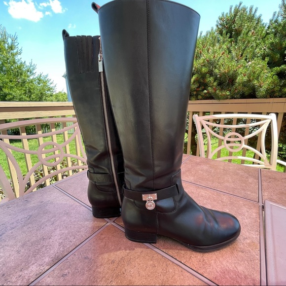 MICHAEL Michael Kors Women's Preston Leather Tall Riding Boots - Black Size 8.5M - Picture 4 of 9